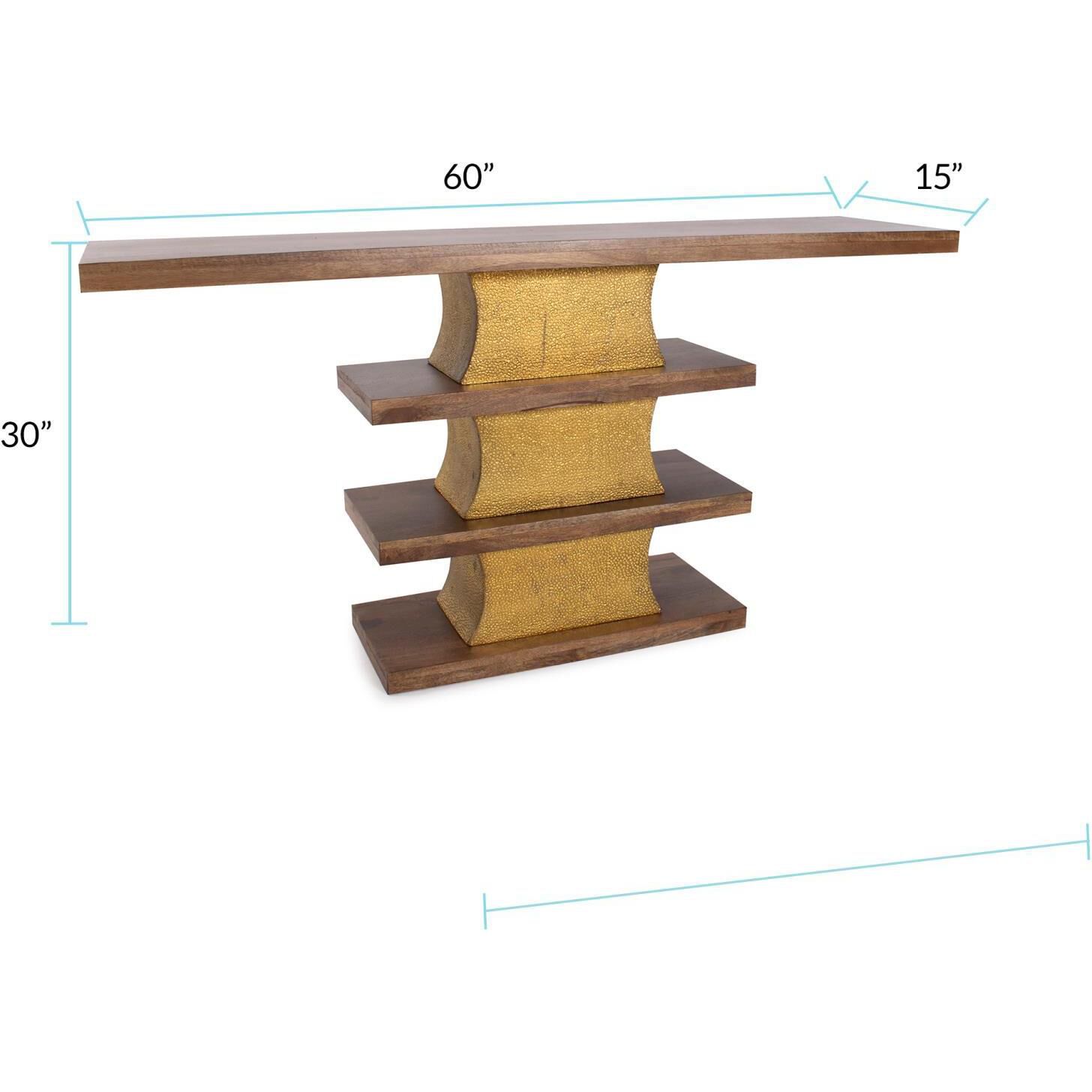 Robin Baron 60 inch Natural and Gold Console Table